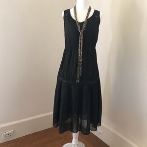 NWT: Black flowy dress with silver thread -xs